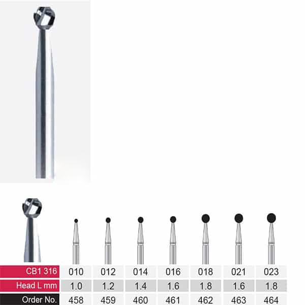 فرز کارباید دسته 25mm (جهت استفاده توربین) Round – CB1.316 VerDent