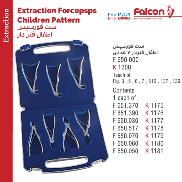 ست فورسپس اطفال فنردار 7 عددی فالکن Falcon