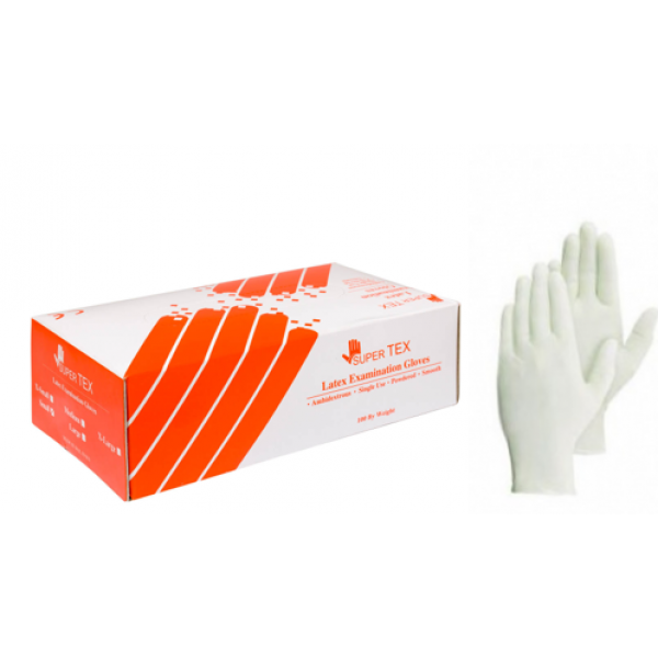 دستکش لاتکس کم پودر 100 عددی Super Tex - دستکش لاتکس کم پودر - تجهیزات دندانپزشکی آرمادنت - فروش لوازم مطب دندانپزشکی