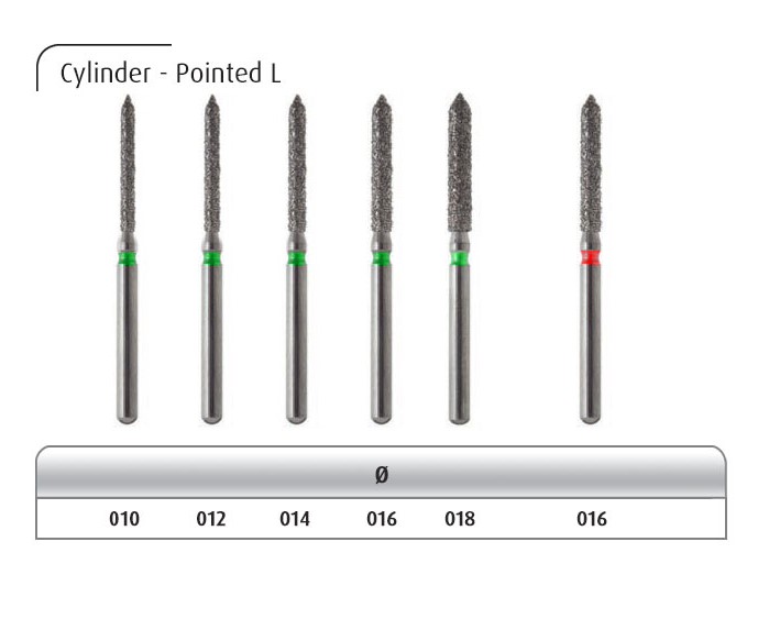 فرز الماسی مدل استوانه ای با نوک مورب توربین Dental Diamond Burs Cylinder Pointed-L 131 برند Dia Italy