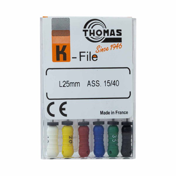 K فایل طول 25 - K File - فایل دستی K طول 25 و 31 THOMAS - فروش لوازم مطب دندانپزشکی - آرمادنت - مواد و وسایل دندانپزشکی