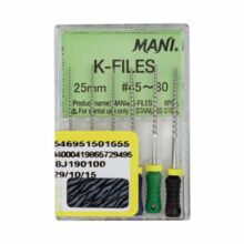 K فایل طول 25 Mani - KFile مانی - کا فایل دستی مانی 25 میلیمتری | Mani K-Files 25mm - آرمادنت - مواد و وسایل دندانپزشکی