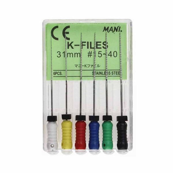 خرید و قیمت K فایل طول 31 Mani - فایل مانی K طول 31mm - فروش لوازم مطب دندانپزشکی - مواد و وسایل دندانپزشکی - تجهیزات دندانپزشکی آرمادنت