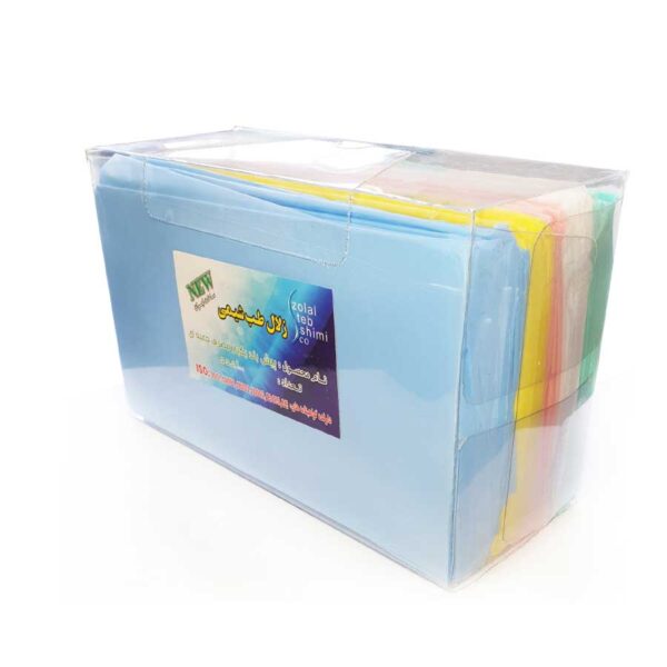 پیشبند یکبار مصرف تاشده جعبه ای Zolal Teb - خرید و قیمت پیشبند نایلونی تاشده دندانپزشکی - پیش بند جعبه ای مریض زلال